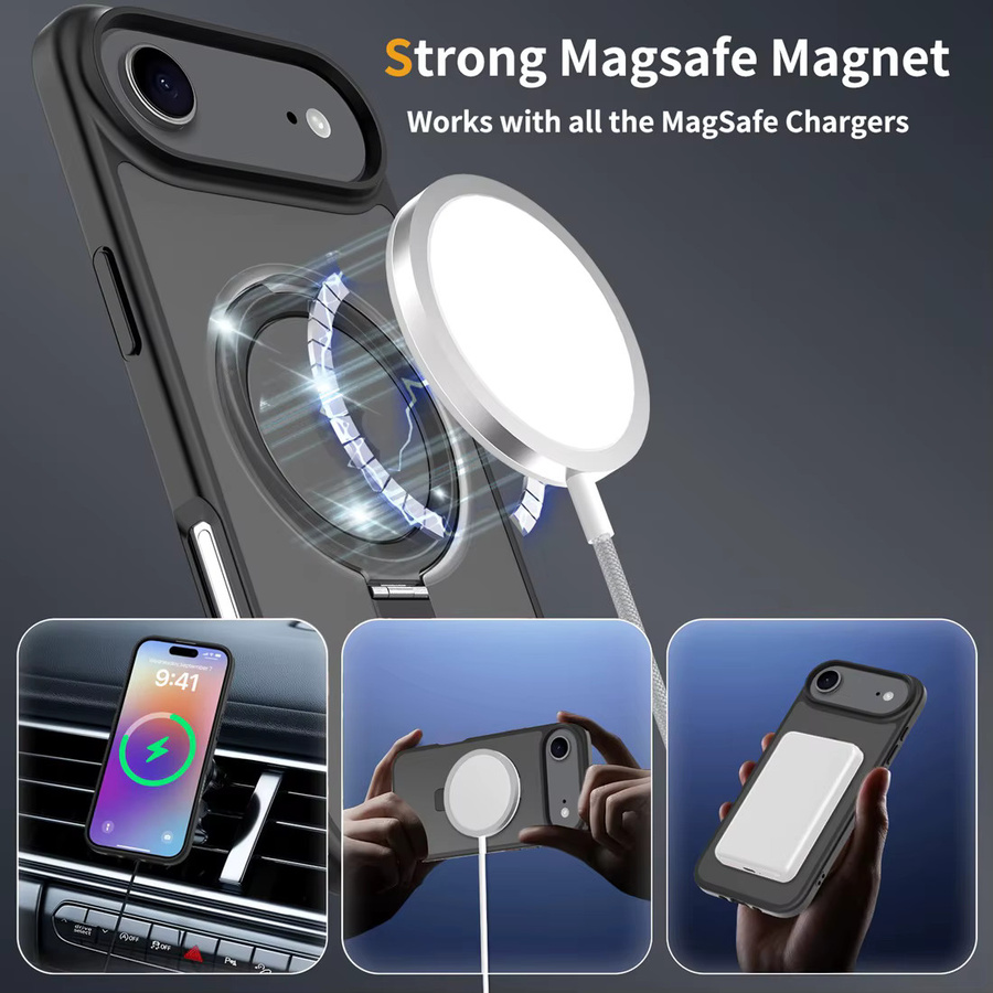 kumonkey Handyhülle für iPhone 17 Air mit integriertem Ständer, MagSafe kompatibel, stoßfest und schlank, transparent blau - Bild 4