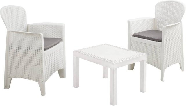 ProGarden Balkonset Akita in Weiß aus Kunststoff für Balkon und Terrasse B/H/T: 47 x 40 x 60 cm - Bild 1