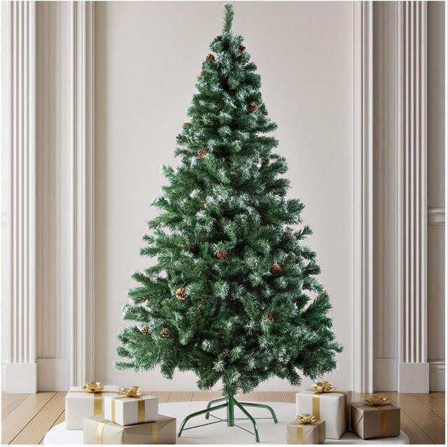 tectake Weihnachtsbaum künstlich mit Zapfen in Grün, Höhe: 180 cm, Breite: 100 cm, Tiefe: 100 cm, inklusive Metallständer - Bild 1