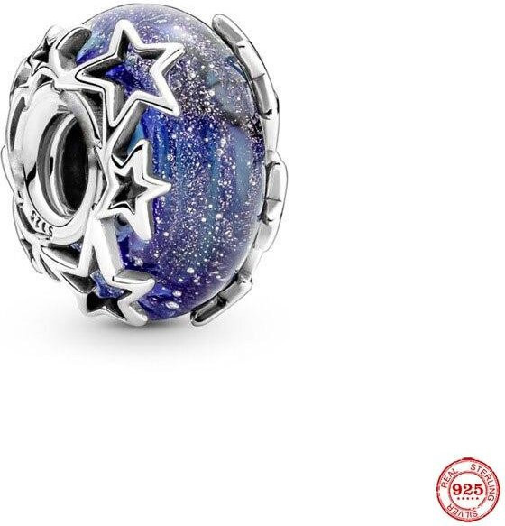 Armband Silberfarbe, Blauer Stern Murano Perle, Damen - Bild 1