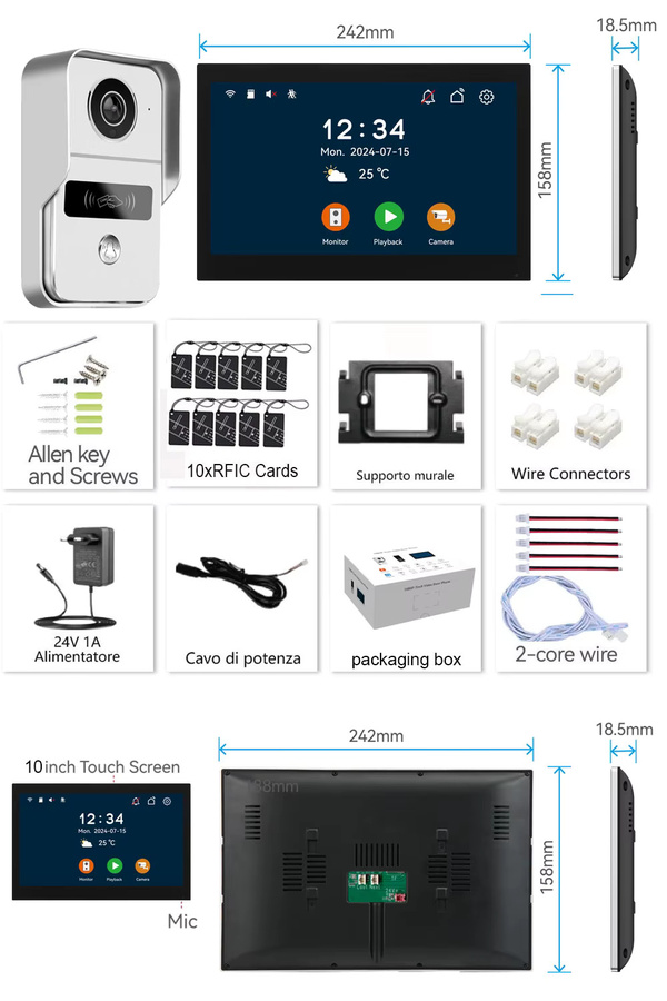 Tuya Smart-Türklingel mit Video-Gegensprechanlage in Weiß, 5G WLAN und NFC-App-Entsperrung, 2-Draht-System mit 2x LCD-Displays - Bild 6