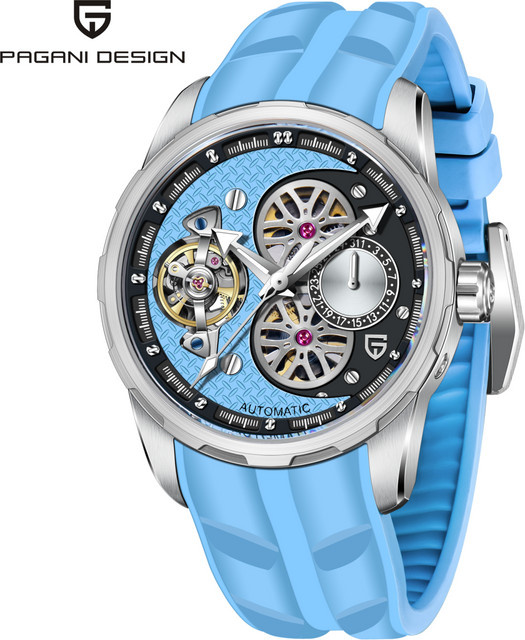 PAGANI DESIGN Armbanduhr, Tourbillon-Skelett, Mechanisch, Edelstahl, Kautschuk, Herren - Bild 1