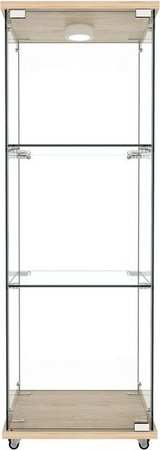 okwish Glasvitrine mit LED Beleuchtung und gehärteten Glasregalböden in Natur, B/T/H: 120 x 42,5 x 36,5 cm