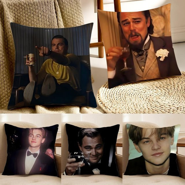 Leonardo DiCaprio Kissenbezug mit Grafikdesign, allergikerfreundlich, weiß/mehrfarbig, 30 x 30 cm - Bild 1