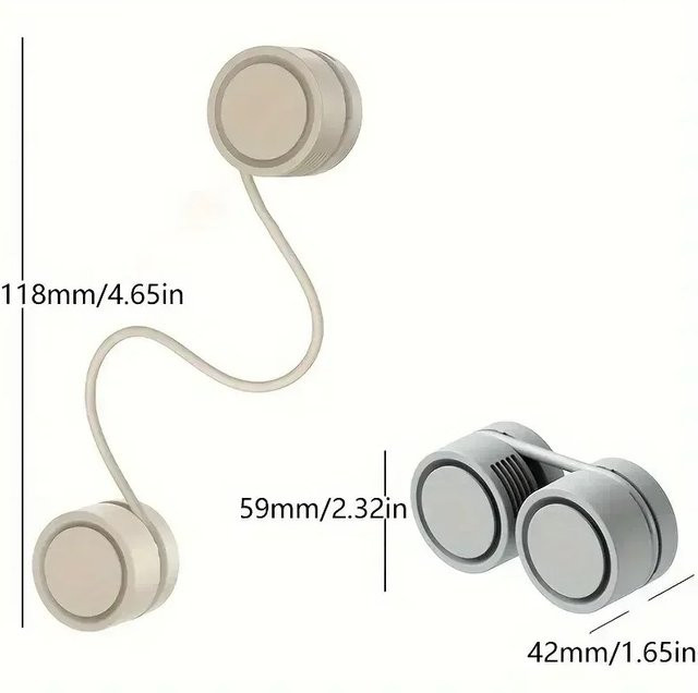 NOCCLILI Mini Nackenventilator in Grün, tragbarer und biegsamer 3-Gang-Kühler mit 360 Grad Luftstrom, wiederaufladbar - Bild 1