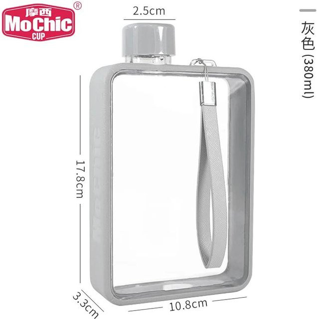 MoChic Moses A5 Flache Trinkflasche in Grau, 380 ml - Bild 1