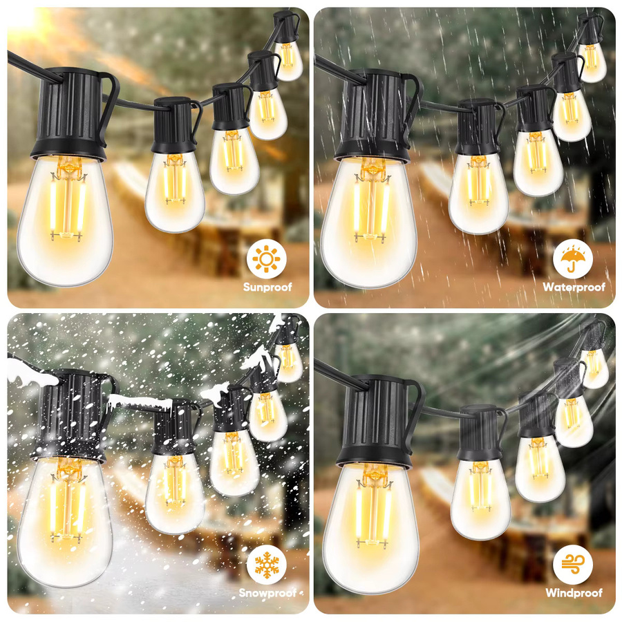 Grensk LED Lichterkette S14 E27 Warmweiß Transparent aus Kunststoff, Wasserdicht und Bruchsicher für Garten und Outdoor - Bild 3