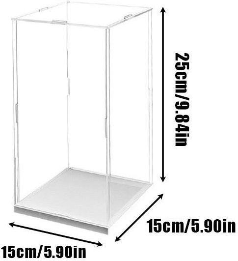 Whosee Acryl-Displaybox mit Deckel, transparente Vitrine zur staubfreien Aufbewahrung, B/T/H: 15 x 15 x 25 cm - Bild 1