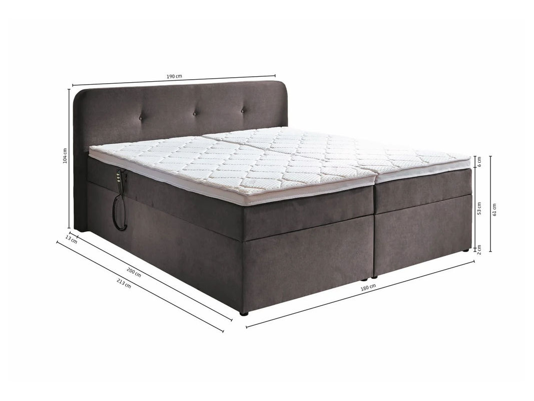 SUN GARDEN Boxspringbett Hobart in Grau mit motorischer Kopfverstellung, Kopfteil, Topper und Stauraum, B/T/H: 180 x 200 cm - Bild 3