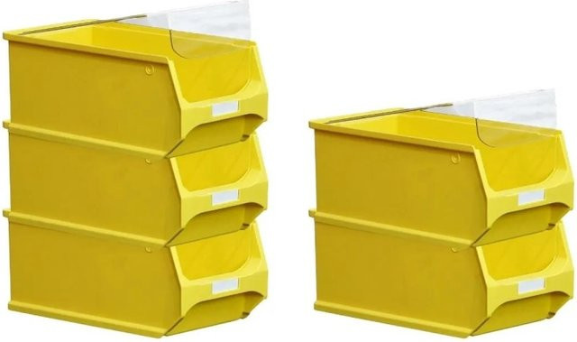 PROREGAL SparSet 5 x Sichtlagerbox 4.0 mit Abdeckung, Gelb, H x B x T: 15 x 20 x 35 cm - Bild 1