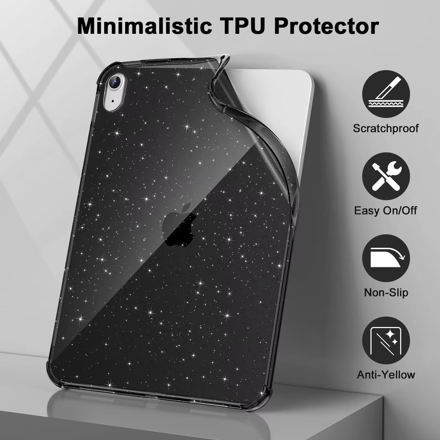 TZION TPU Schutzhülle mit Air Bumper für Apple iPad in Schwarz Glitzer - Bild 4