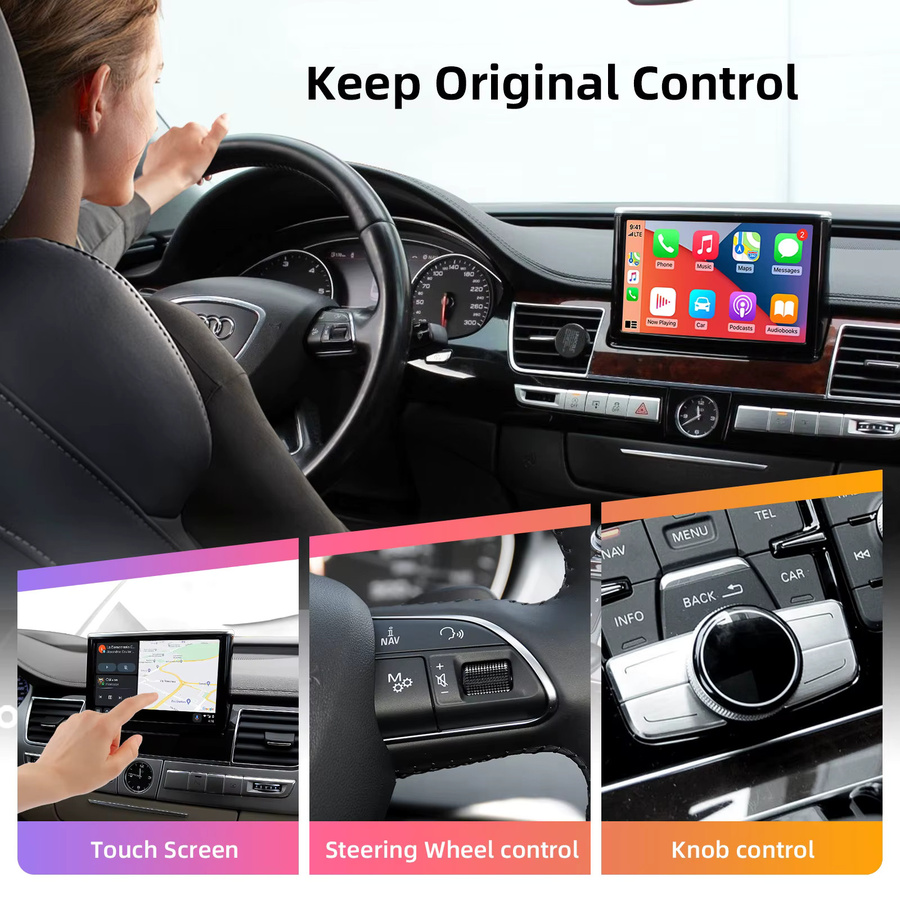 EzoneTronics OEM Bildschirm-Upgrade Decoderbox für Audi A8 2010–2017, MMI 3G mit CarPlay und Android Auto, Farbe: Schwarz, 6,5 Zoll - Bild 3