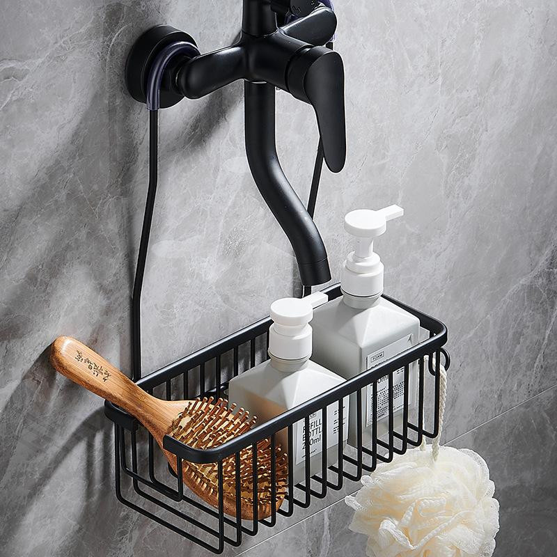 Wandmontiertes Badezimmerregal aus Aluminium von Household supplies MH, abnehmbarer Duschkorb ohne Bohren für Shampoo und Organizer, lackiert - Bild 2