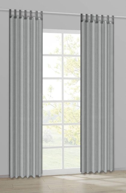 Sensation Schlaufenvorhang in Silber, transparentes Organza-Design, B: 140 cm, H: 235 cm - Bild 1