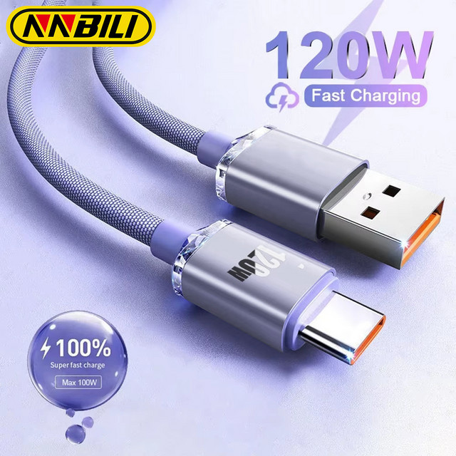 NNBILI USB-A auf USB-C Schnellladekabel 6A in Grün für 120W Quick Charge kompatibel mit Huawei, Xiaomi, Samsung und OnePlus - Bild 1
