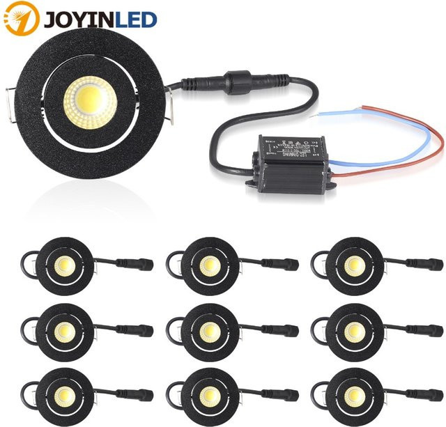 JOYINLED 3W Mini Runde Wasserdichte LED-Einbauleuchte in Schwarz mit Warmweißem Licht für Wohnzimmer und Schlafzimmer - Bild 1