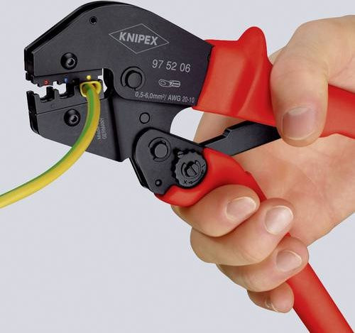 Knipex Crimpzange 97 52 06 für isolierte Kabelschuhe, Steckverbinder und Stoßverbinder 0,5 bis 6 mm² mit rutschhemmenden Kunststoff-Hüllen, 250 mm - Bild 1