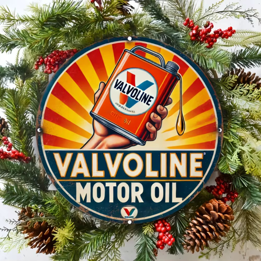 Potdemiel Valvoline Aluminiumschild Retro Design Rund Multicolour Durchmesser: 20 cm - Bild 4