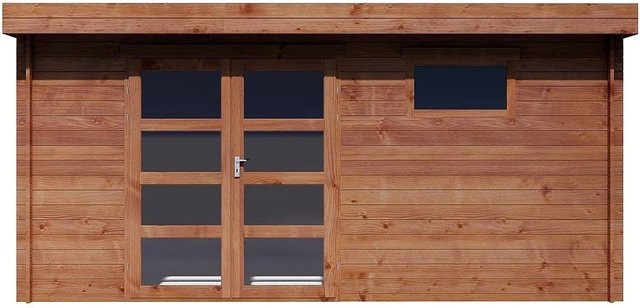 Vente-unique Schrebergartenhaus Coralio aus Holz in Dunkelbraun mit Flachdach, Breite: 450 cm - Bild 1