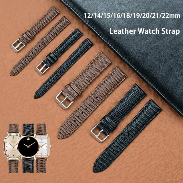 strapfreak Uhrenarmband Echtleder, Eidechsenmuster, Schwarz, Unisex - Bild 1