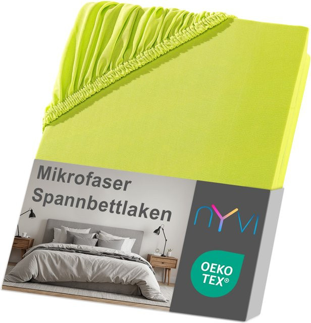 NYVI DreamScience Spannbettlaken aus Mikrofaser in Apfelgrün, Bügelfrei mit Rundumgummizug für Boxspringbetten, B/T: 180 x 200 cm, Höhe: 40 cm - Bild 1