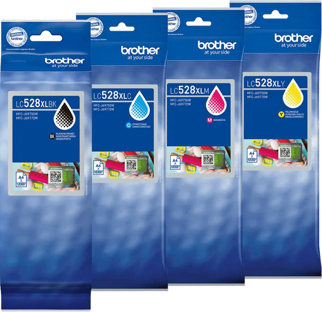 Brother LC-528 XL Tintenpatronen Multipack Schwarz, Gelb, Magenta und Cyan für Brother MFC-J6977DW und MFC-J6975DW - Bild 1