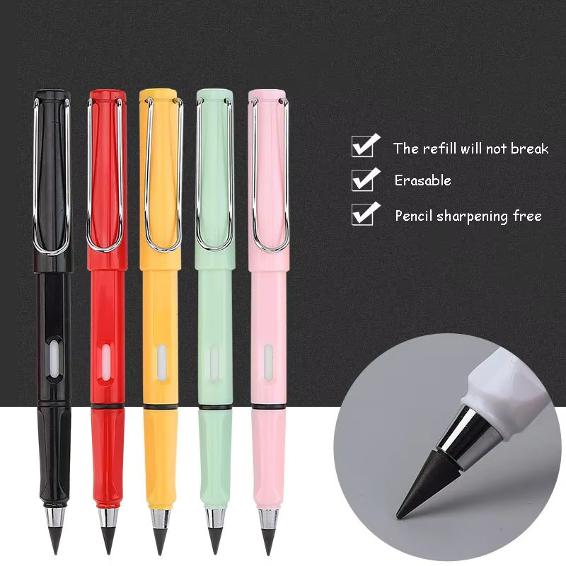 TWBEB Schreibset aus 6 Stück mit unbegrenztem Graphit-Bleistift in Gelb und Multicolour für Schule und Studium - Bild 3