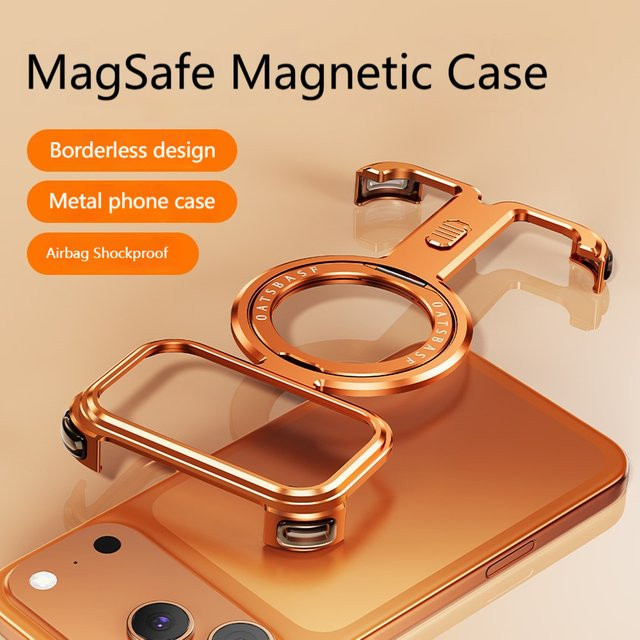 dcoud Minimalistische Handyhülle für iPhone 17 Pro Max mit MagSafe Wireless Charging und 360 Grad Magnetischer Halterung aus Aluminium und Metall in Schwarz - Bild 1