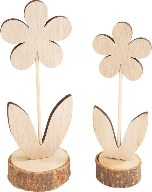 VBS Holz-Blumen Margerite in Beige, 2er-Set aus Sperrholz und Rindenholz - Bild 1