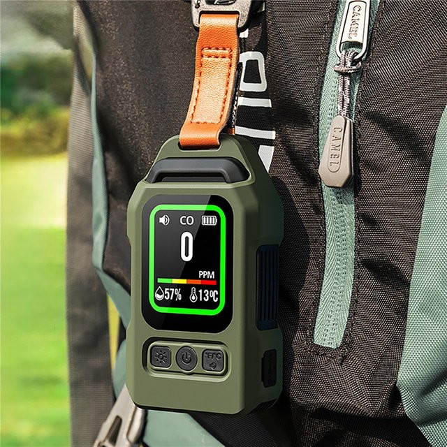 Dreamburgh 4-in-1 Kohlenmonoxid-Detektor mit Alarm, LCD-Display, Luftfeuchtigkeit und Temperaturerkennung, CO-CO2-Detektor für den Außenbereich, Weiß - Bild 1