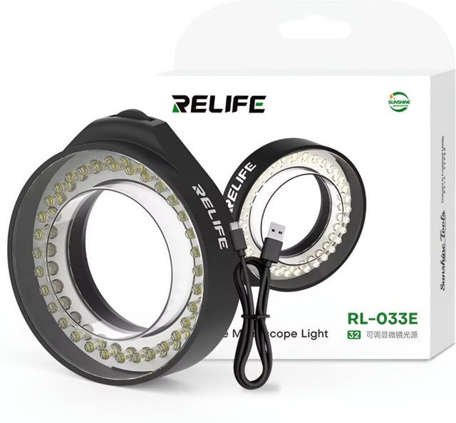 Relife RL-033E LED Ringlampe für Mikroskope mit Clip-Halterung, Schwarz - Bild 1