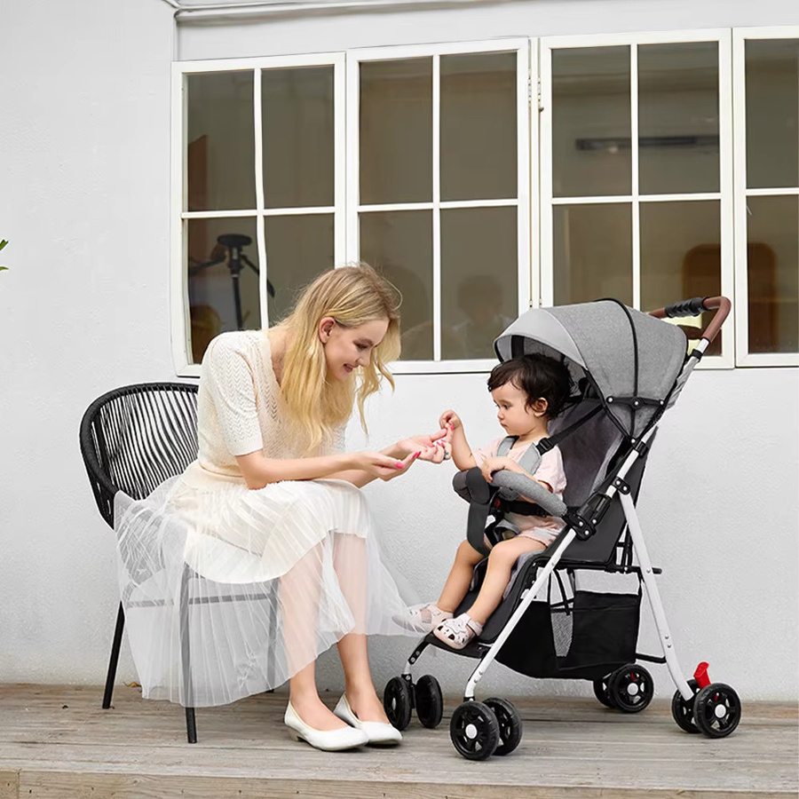 Kompakter Baby Kinderwagen Buggy in Schwarz-Grau mit verstellbarer Liegeposition und leichtem Stahlrohr-Gestell für Neugeborene bis 25 kg - Bild 2