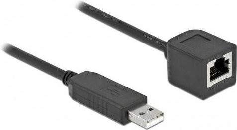 Delock USB-A zu RJ45 Adapterkabel USB 2.0 in Schwarz mit 2,0 m Länge - Bild 1