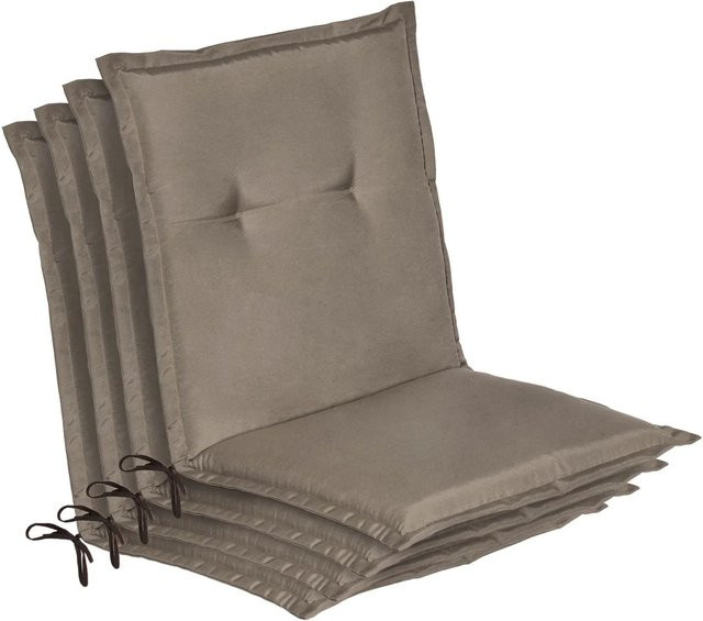 Beautissu 4er Set Auflagen für Niedriglehner Gartenstühle Loft, Farbe: Beige, B/T/H: 100 x 50 x 6 cm - Bild 1