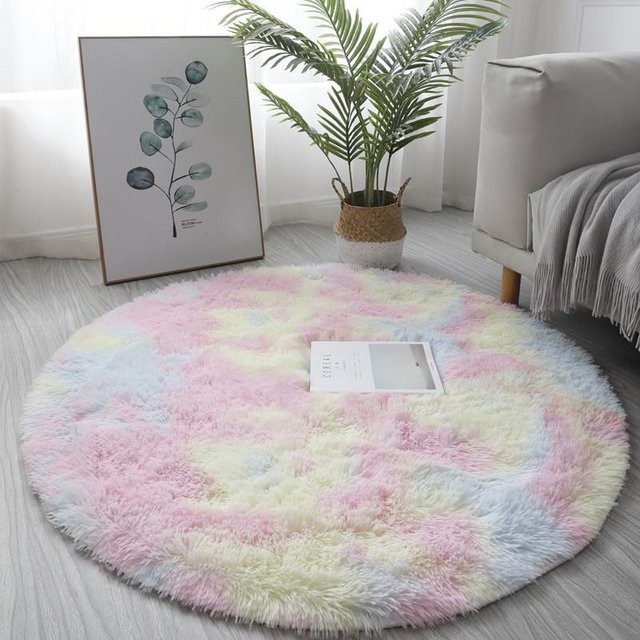 Runder Plüschteppich von NATAWA in Rosa, superweicher Florteppich aus Polyester für Wohnzimmer, Schlafzimmer und Kinderzimmer, Durchmesser: 80 cm - Bild 1