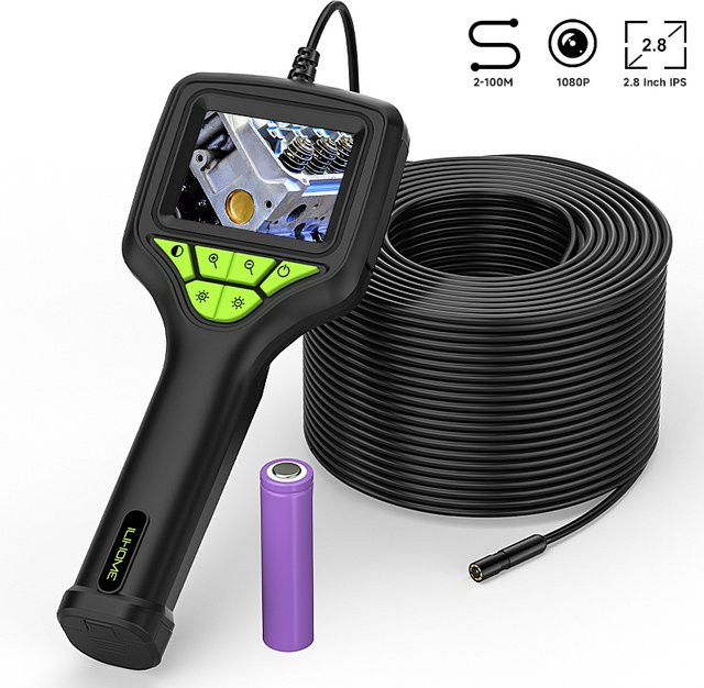 ZEMICAM Industrieendoskop mit 2,8-Zoll-Bildschirm, 1080P HD, IP67 wasserdicht, 8 mm Inspektionskamera für Rohrleitungen, Schwarz - Bild 1