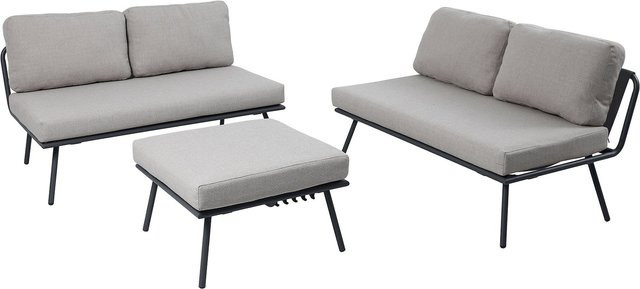 Wetterfeste Outdoor Lounge Sitzgruppe Mobile Modular von riess-ambiente in Anthrazit und Hellgrau mit Tisch und Kissen - Bild 1