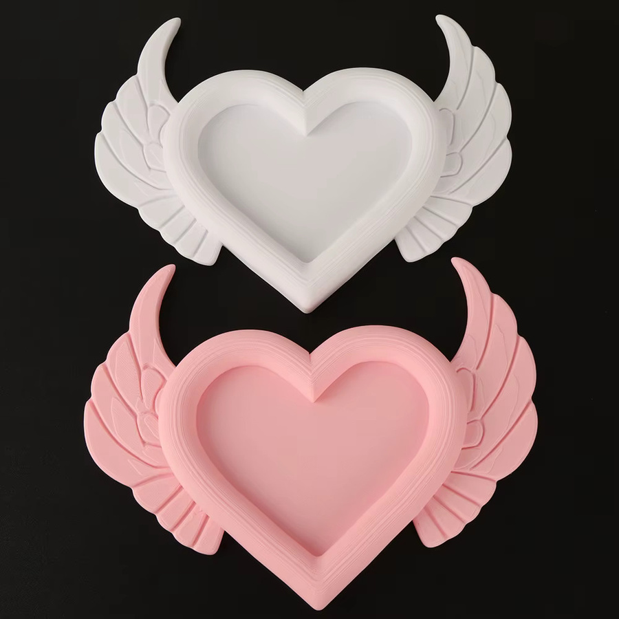 Schmuck-Aufbewahrungstablett mit Herz- und Flügel-Design in Pink aus Kunststoff für deinen Schreibtisch, Breite: 19,7 cm, Tiefe: 15,3 cm - Bild 2