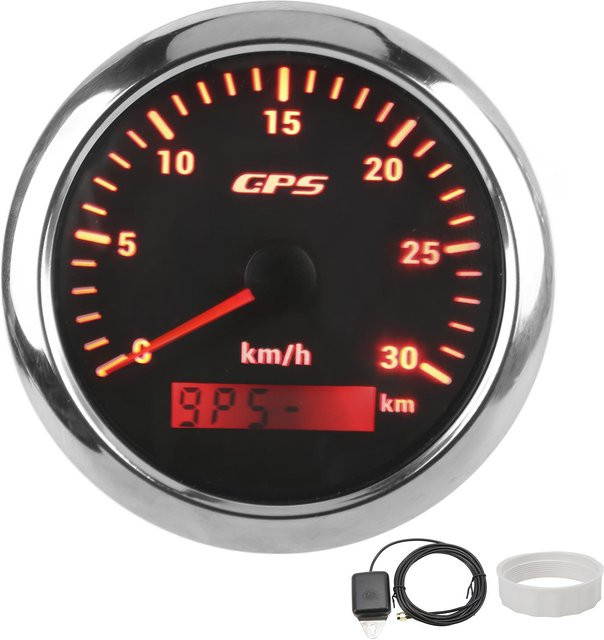 DIYelecs Universal Marine GPS Geschwindigkeitsmesser für Auto, Boot und Yacht, 85mm, Schwarz, 7-farbige Hintergrundbeleuchtung, 9-32V - Bild 1