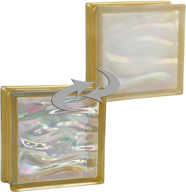 Fuchs Design Glasbaustein Aqua Perlmutt Gold Satiniert B/H: 19 x 19 cm, Tiefe: 8 cm - Bild 1