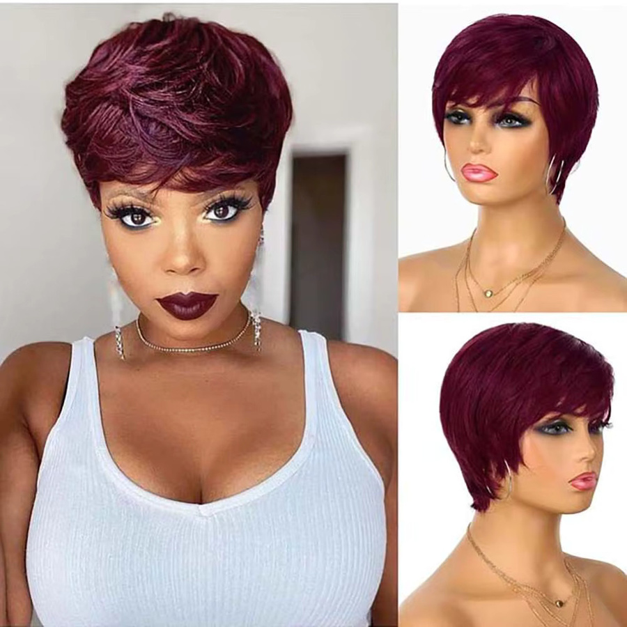 OYM HAIR Pixie-Schnitt Perücke, kurzes glattes Echthaar, Damen - Bild 2