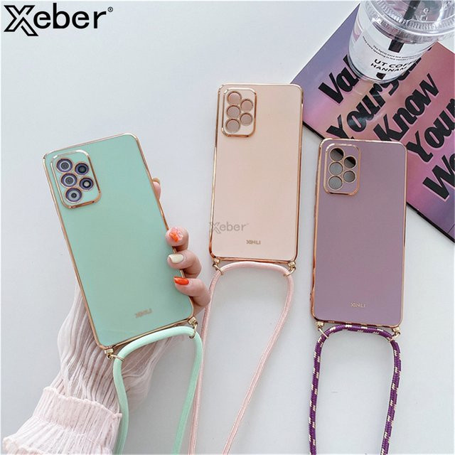 Luxuriöse Silikon-Handyhülle mit Crossbody-Gurt und Lanyard für Samsung Galaxy S24 S23 Ultra S22 S21 Plus in Grün - Bild 1
