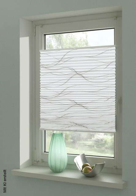 Boviva Spannplissee Welle in Weiß, semi-transparent, Breite: 90 cm, Höhe: 130 cm - Bild 1