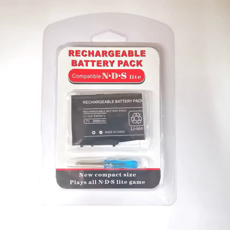 Wiederaufladbarer Ersatzakku für Nintendo NDS DS Lite, NDSL und DSL in Schwarz mit 2000 mAh und Schraubendreher - Bild 3