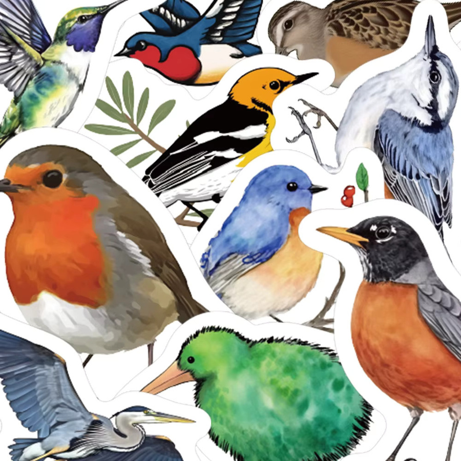 500 Stück Bunte Vogel-Spatz-Aufkleber in Aquarell-Optik für Scrapbook und Dekoration, Mehrfarbig - Bild 2