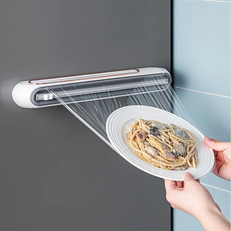 Magnetischer nachfüllbarer Kunststoff-Folienspender mit integriertem Cutter in Grün - Bild 2