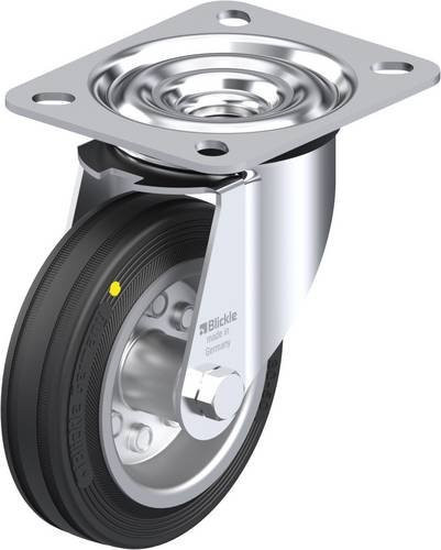 Blickle Lenkrolle LE-VE 100R-EL in Schwarz und Silber mit 100 mm Rad-Durchmesser und 70 kg Tragfähigkeit - Bild 1