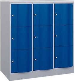 C+P Schließfachschrank Resisto mit 3 Abteilen und 9 Fächern, Weißaluminium/Enzianblau, B/T/H: 114,8 x 64,0 x 125,5 cm - Bild 1
