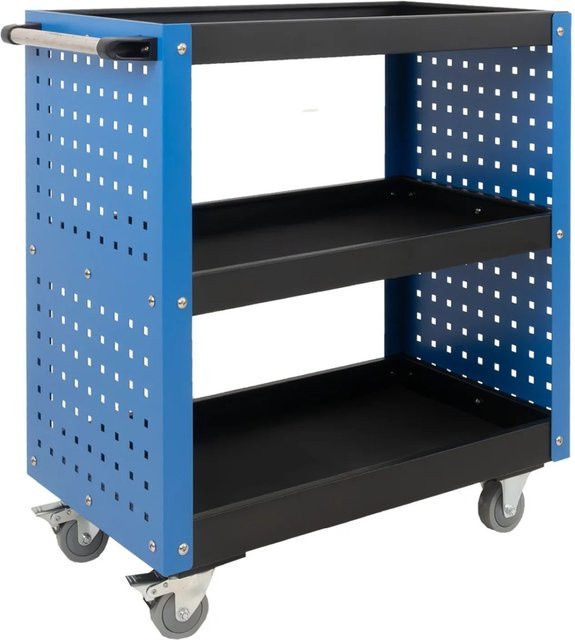 TRUTZHOLM Werkstattwagen aus Stahl mit 3 Etagen auf Rollen in Blau bis 300kg Tragkraft B: 70,0 cm, T: 38,0 cm - Bild 1