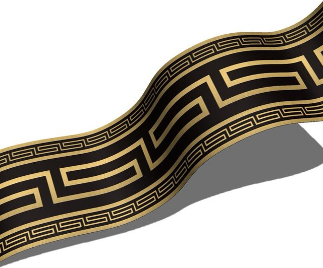 Liwo Wandbordüre mit geometrischem Muster in Gold, selbstklebende Vinylfliesen-Aufkleber für Badezimmer und Küche, B/H: 200 x 10 cm - Bild 1
